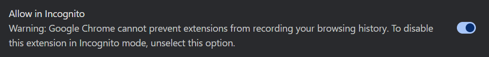Allow in Incognito setting in Session Buddy's extension settings