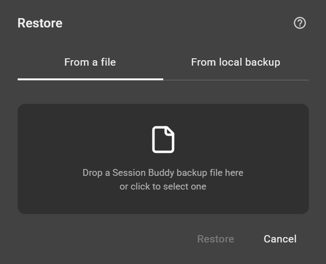 Session Buddy Restore Dialog